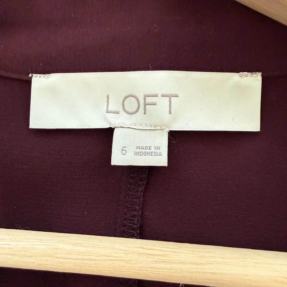 LOFT Deep Burgundy Twist Front Shirt Dress (6) - Picture 7 of 9